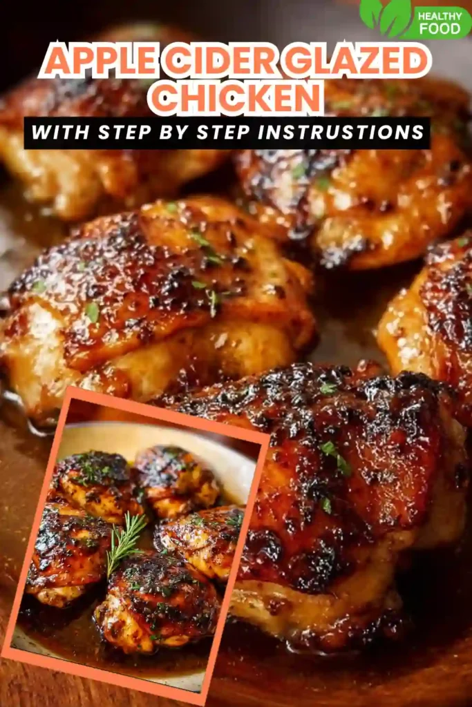 seared chicken thighs glazed with apple cider reduction and herbs