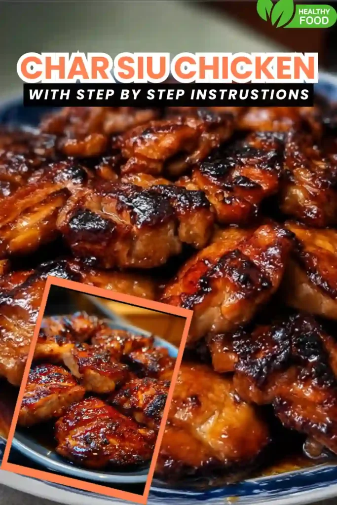 char siu chicken thighs glazed in a sticky Chinese barbecue sauce with charred edges