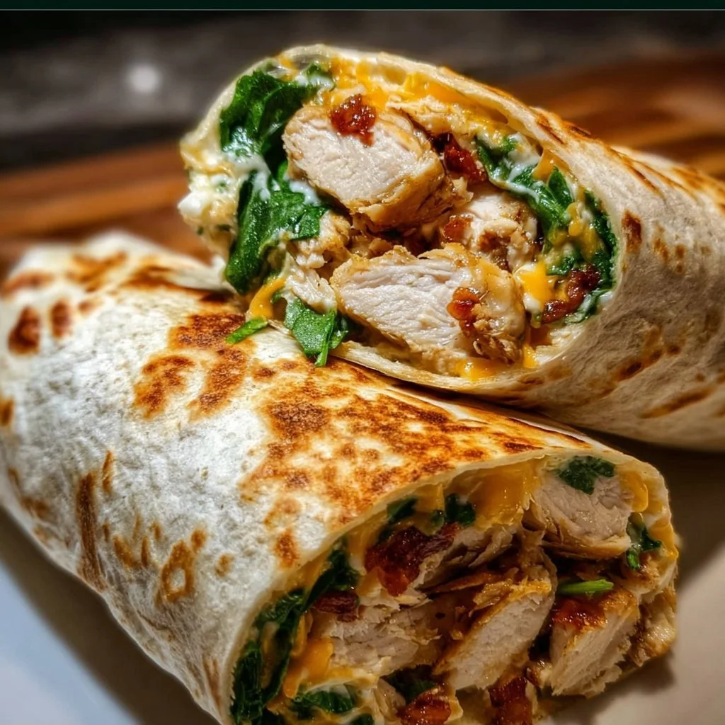 Air fryer chicken and mozzarella wraps ready to eat