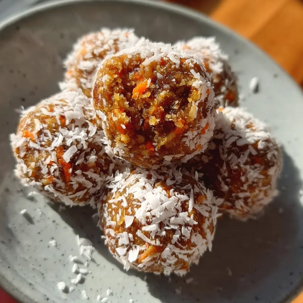 Delicious carrot cake energy balls made with wholesome ingredients