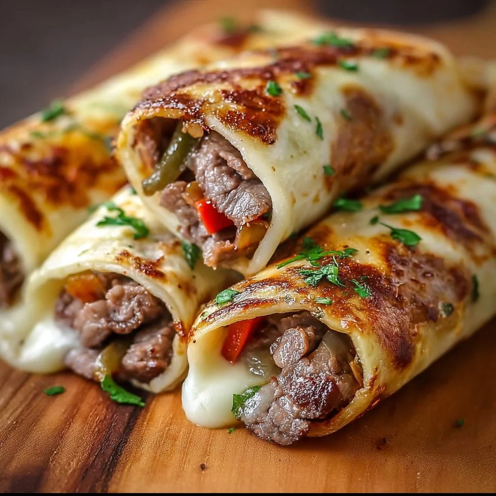 Delicious Keto Philly Cheesesteak Roll Ups ready to enjoy