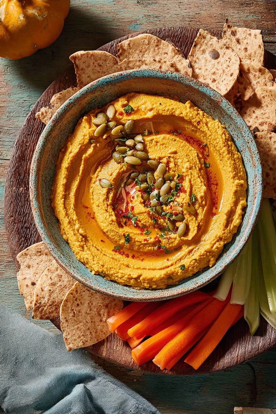 Healthy spooky pumpkin dip recipe for Halloween parties