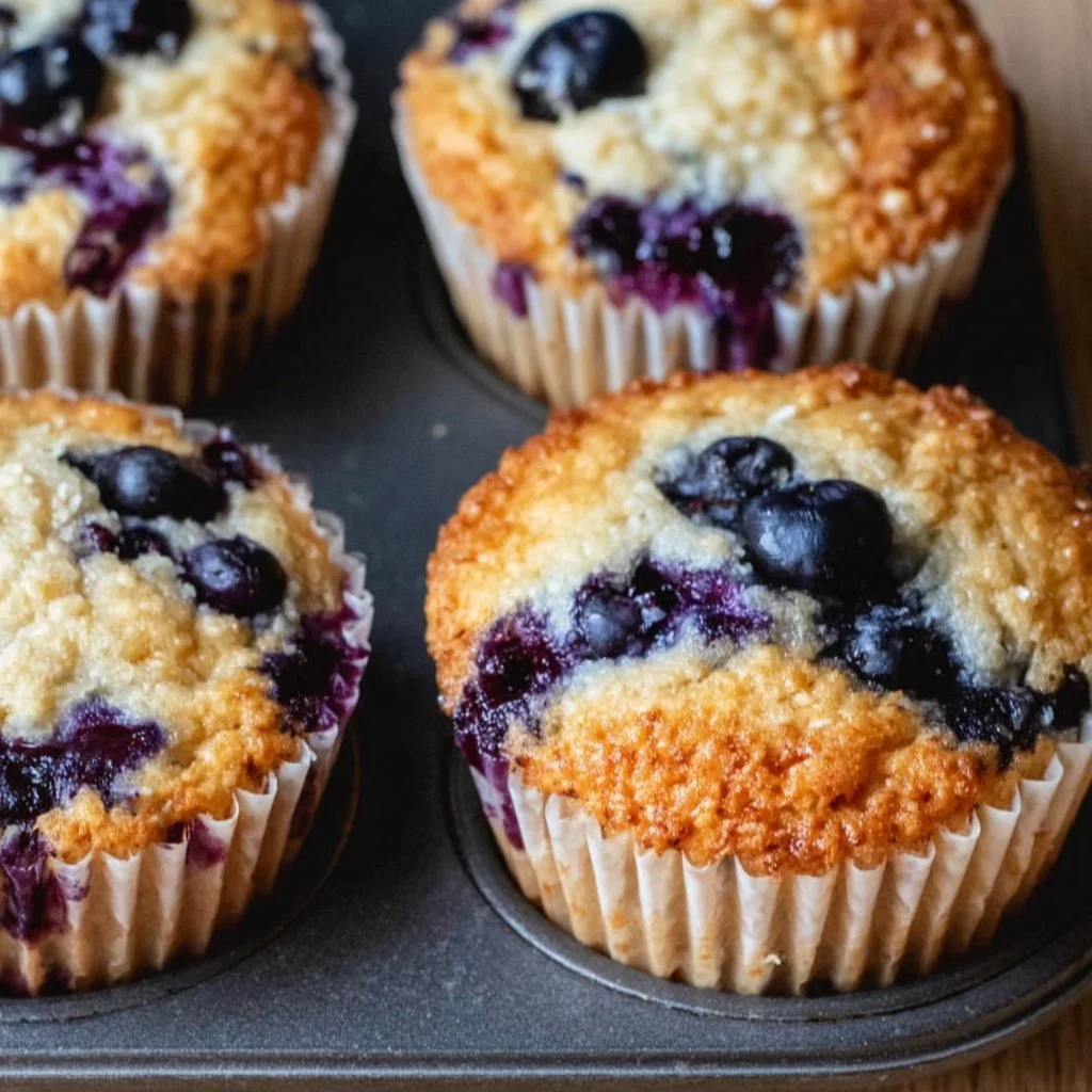 High protein cottage cheese blueberry muffins baked fresh for a healthy snack