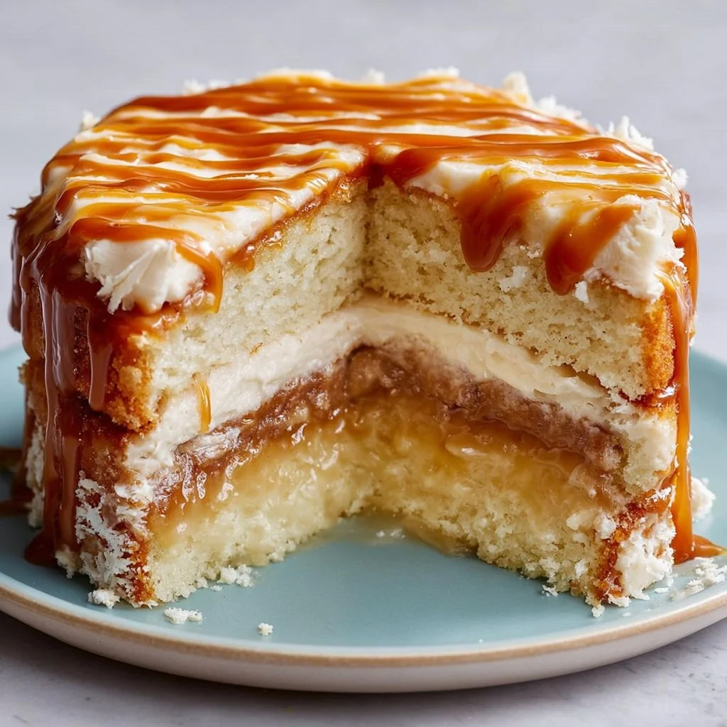 Deliciously rich Salted Caramel Cake with a decadent caramel drizzle.