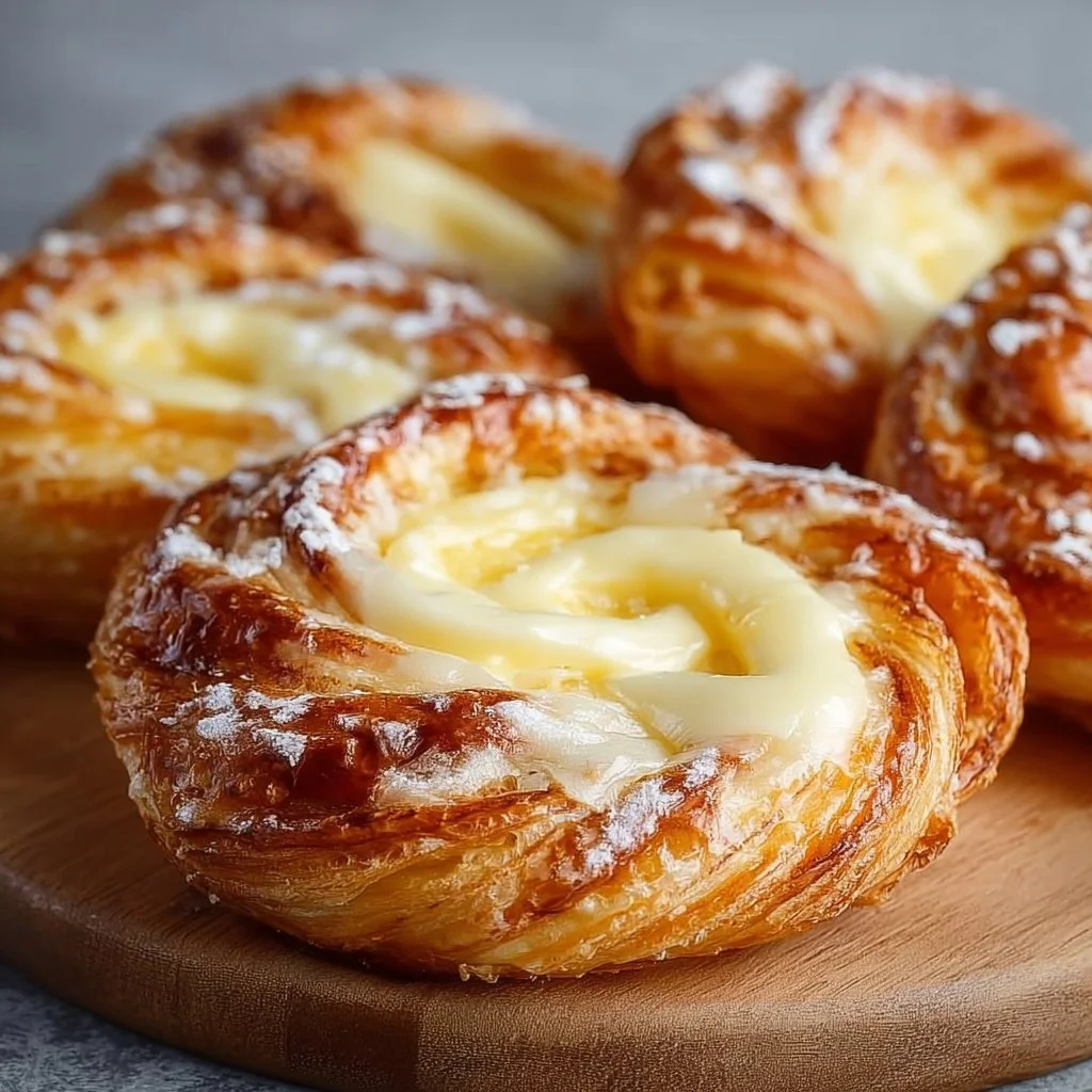 Freshly baked warm berry Danish pastry topped with juicy berries