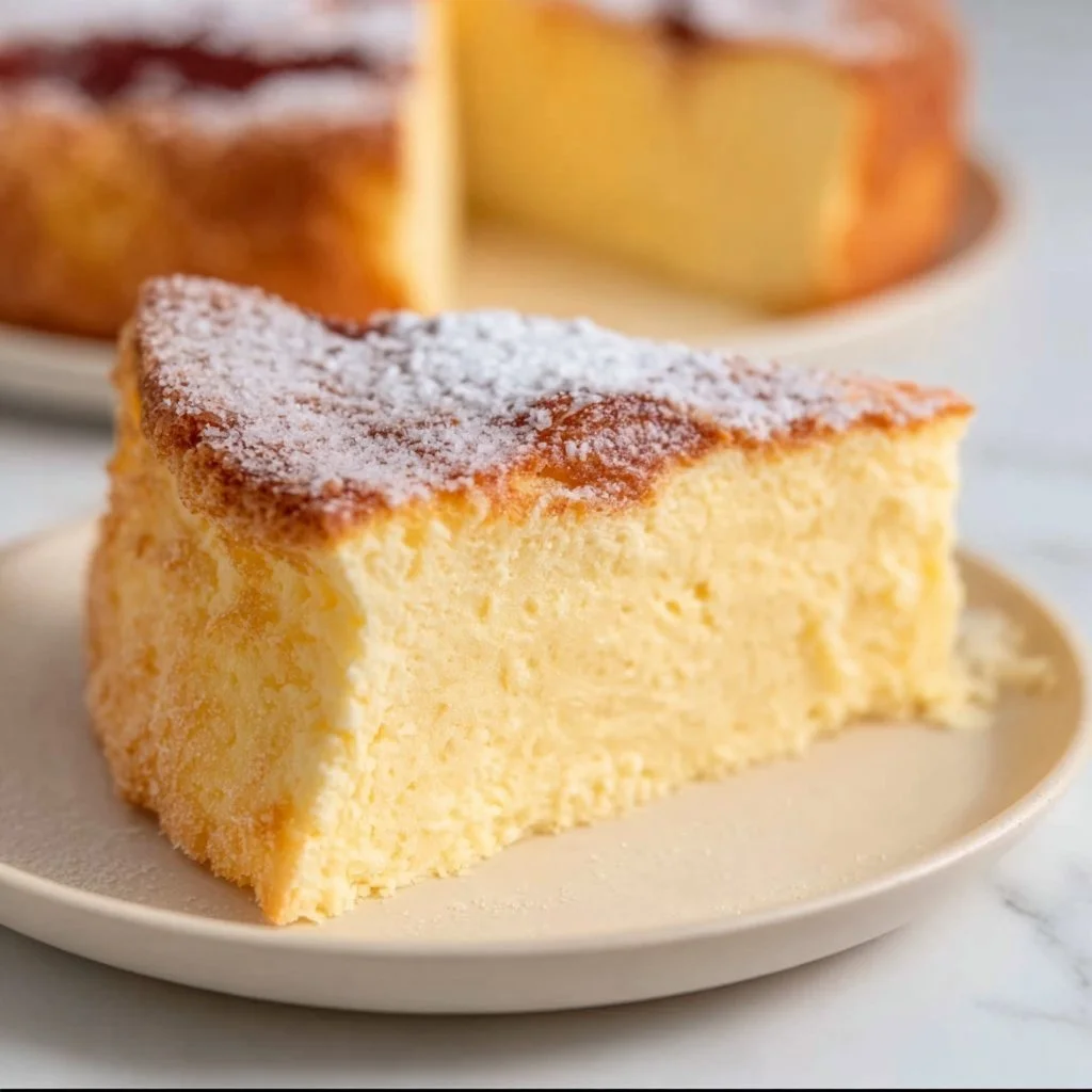 Delicious yogurt cake served on a plate with fresh berries.