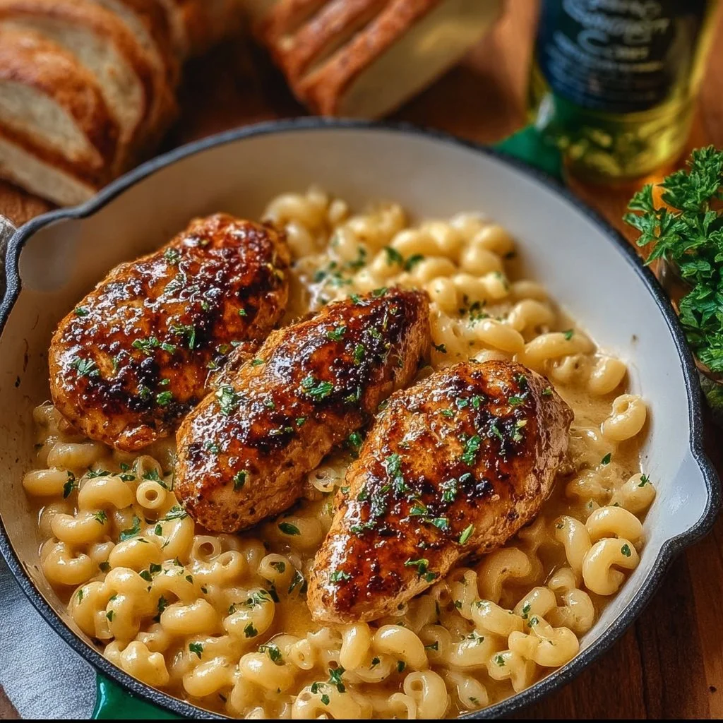 Delicious honey garlic butter chicken served with cheese in a quick meal