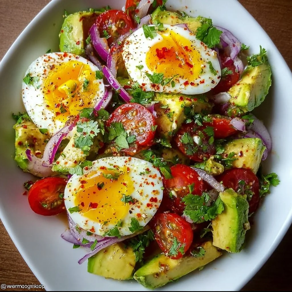Delicious and nutritious 5-ingredient egg avocado salad in a bowl