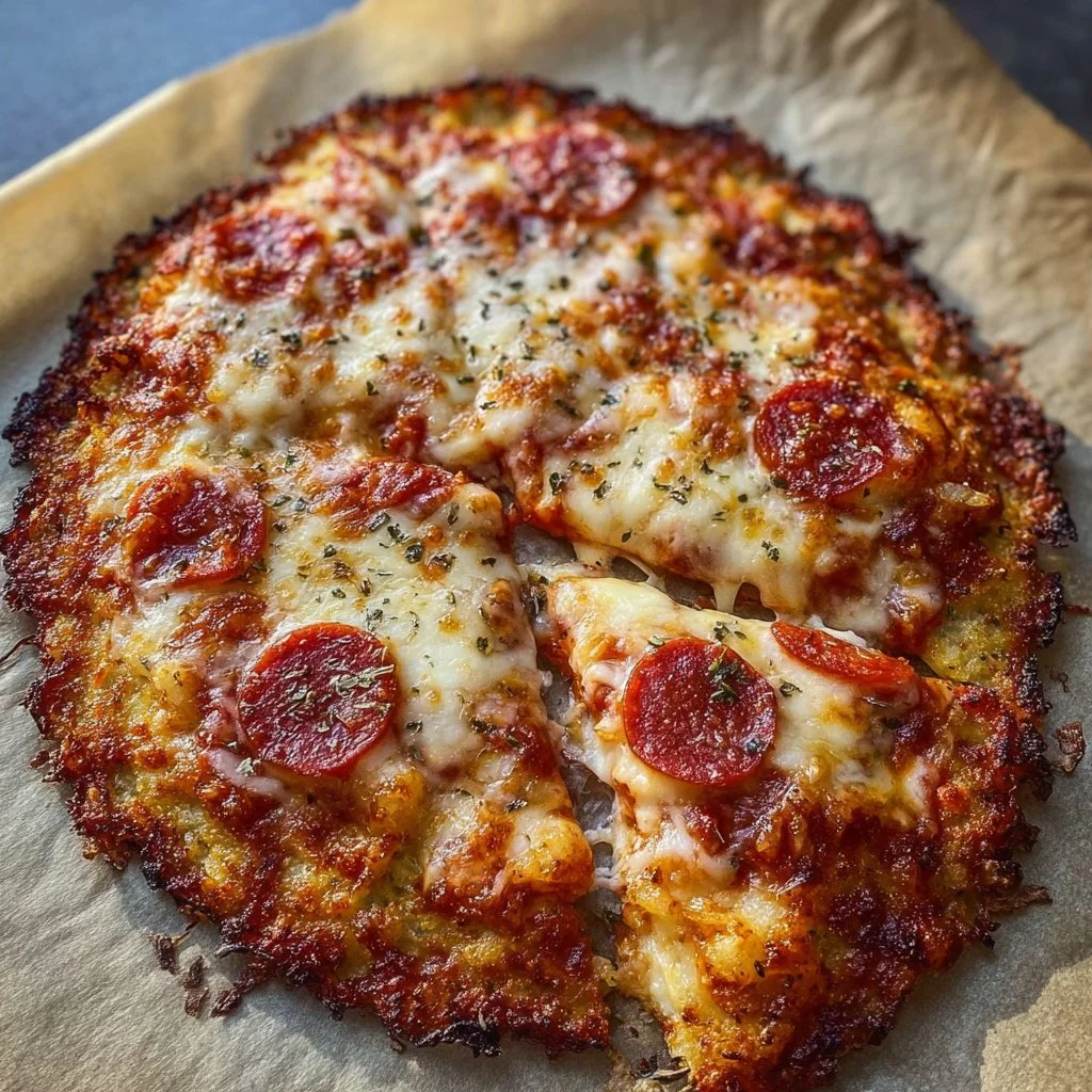 Delicious Chicken Crust Pizza with fresh toppings and a golden crust