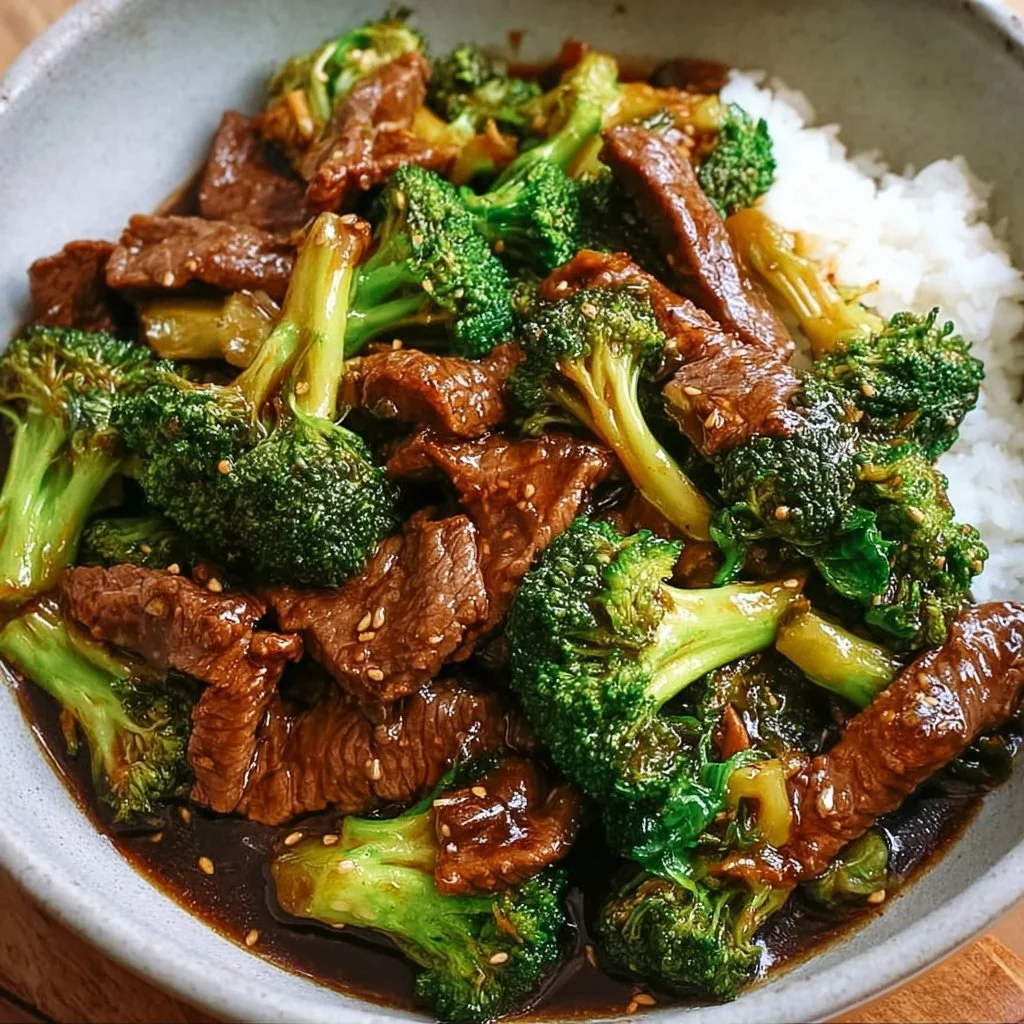 Chinese Beef and Broccoli dish with tender beef and fresh broccoli