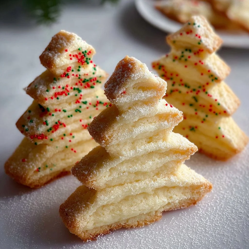 Delicious Christmas Tree Shortbread Sticks decorated for the holidays