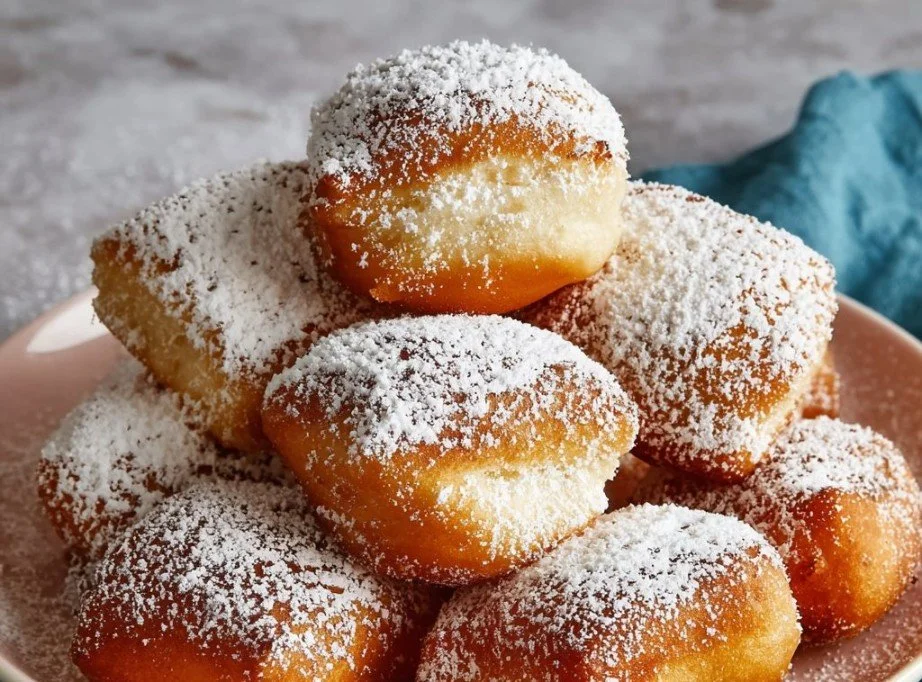 Delicious Vanilla French Beignets dusted with powdered sugar