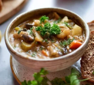 Herbed chicken and potato stew served in a bowl, perfect for cozy dinners
