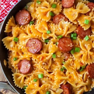 Creamy one-pot kielbasa pasta recipe with sausage and herbs