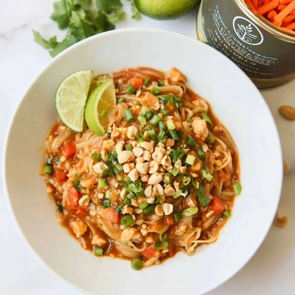 Delicious Instant Pot Pad Thai served in a bowl with vibrant vegetables