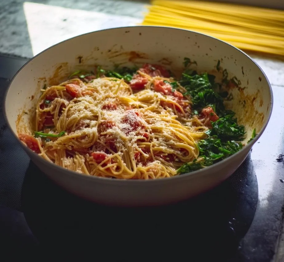 20-Minute One Pot Pasta served in a bowl with fresh herbs and grated cheese