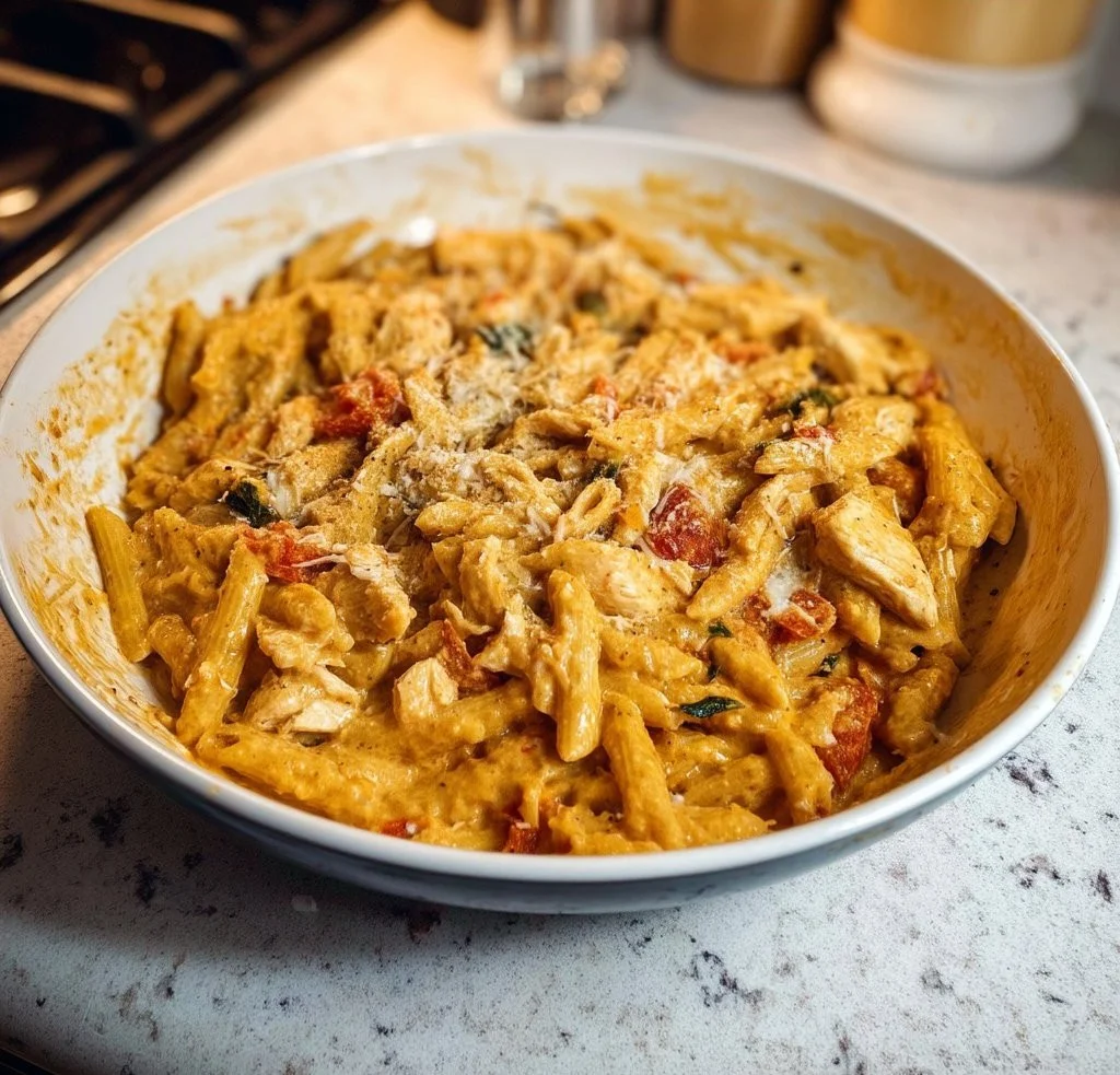 Plate of Marry Me Chicken Pasta ready to serve in 35 minutes