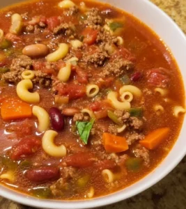 Delicious hearty one-pot beef minestrone filled with vegetables and tender beef