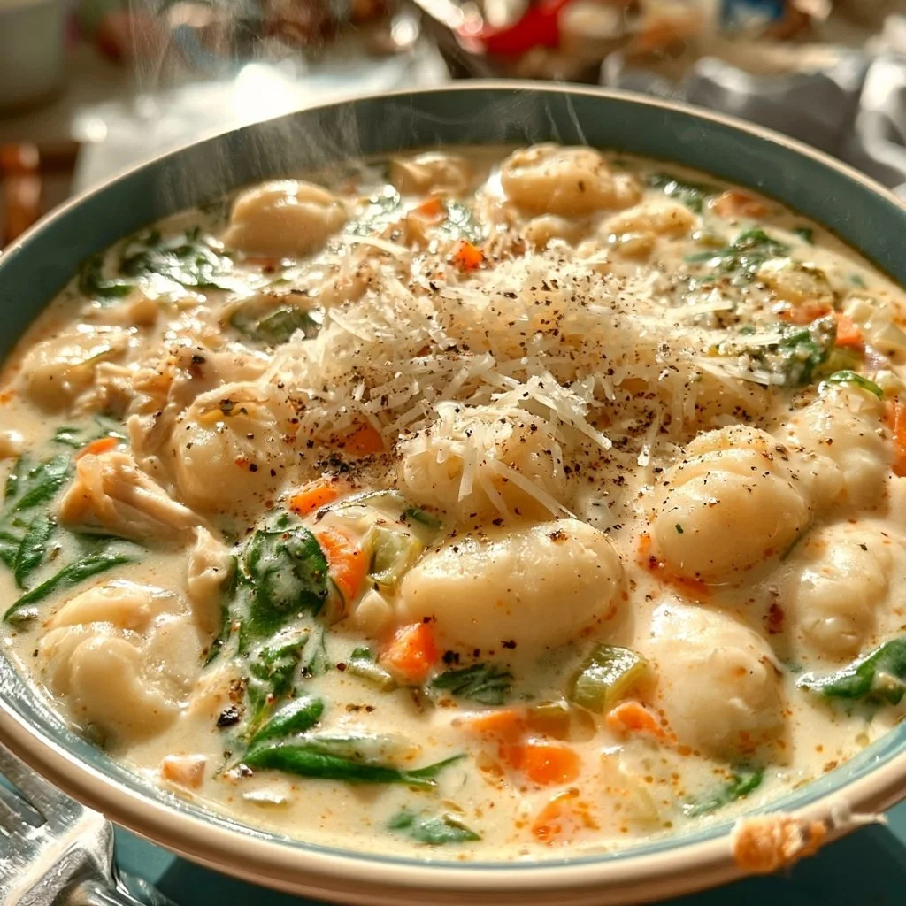 30-Min Chicken Gnocchi recipe with white wine served in a bowl