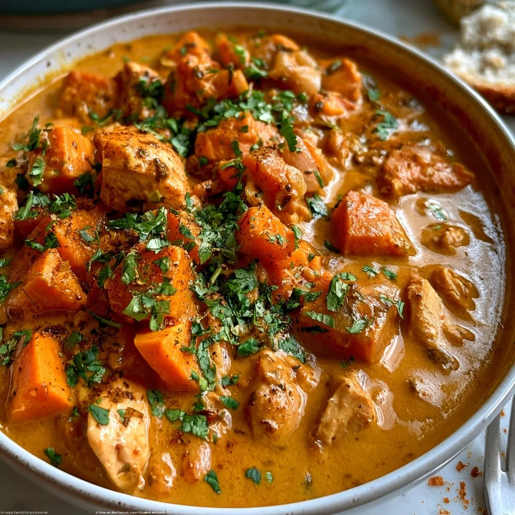 30-minute chicken curry with sweet potatoes cooked in one pot