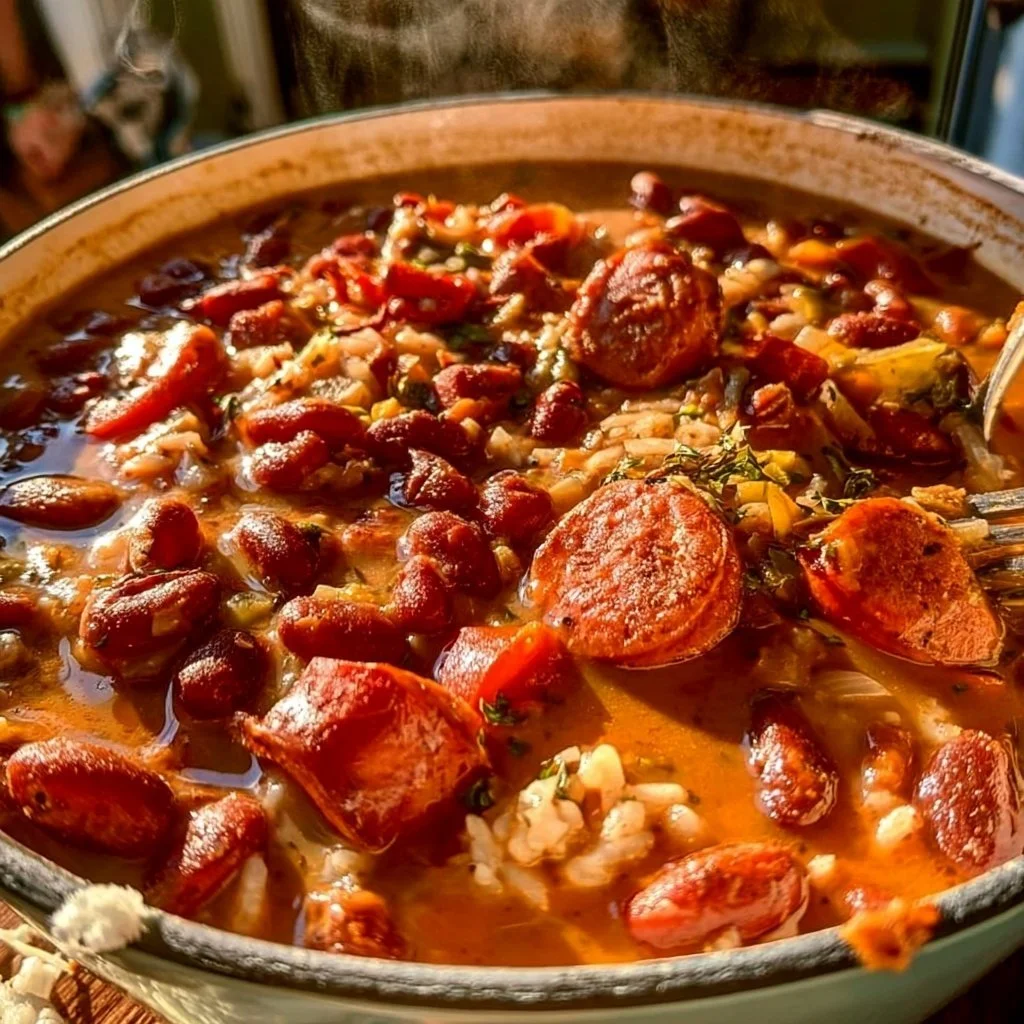 Delicious red beans cooked for a Sunday batch meal